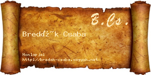 Bredák Csaba névjegykártya